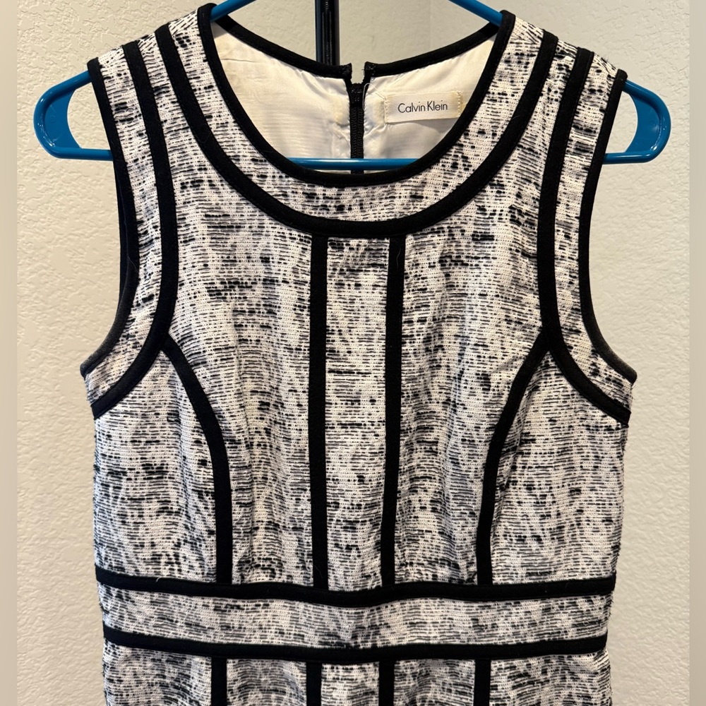 Calvin Klein Textured Black and White Midi Dress